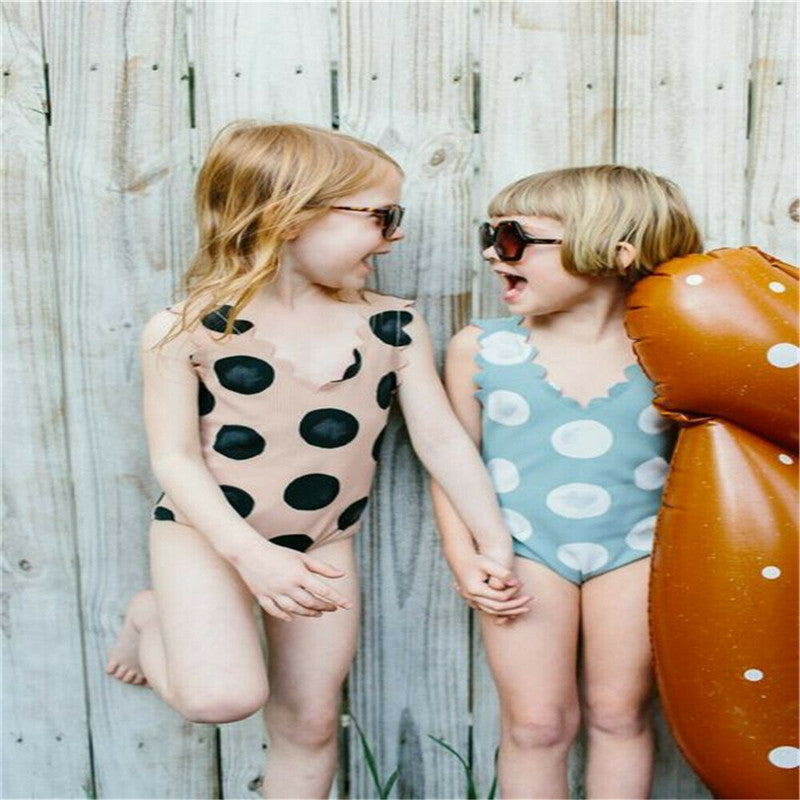 Maillot de bain simple pointillé pour filles