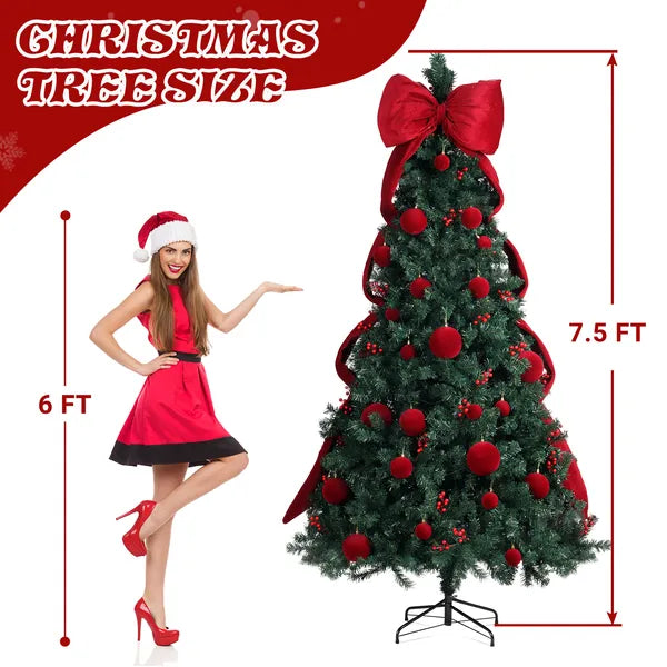 7.5 FT Arbre de Noël artificiel avec bricolage 300 lumières LED blanches chaudes