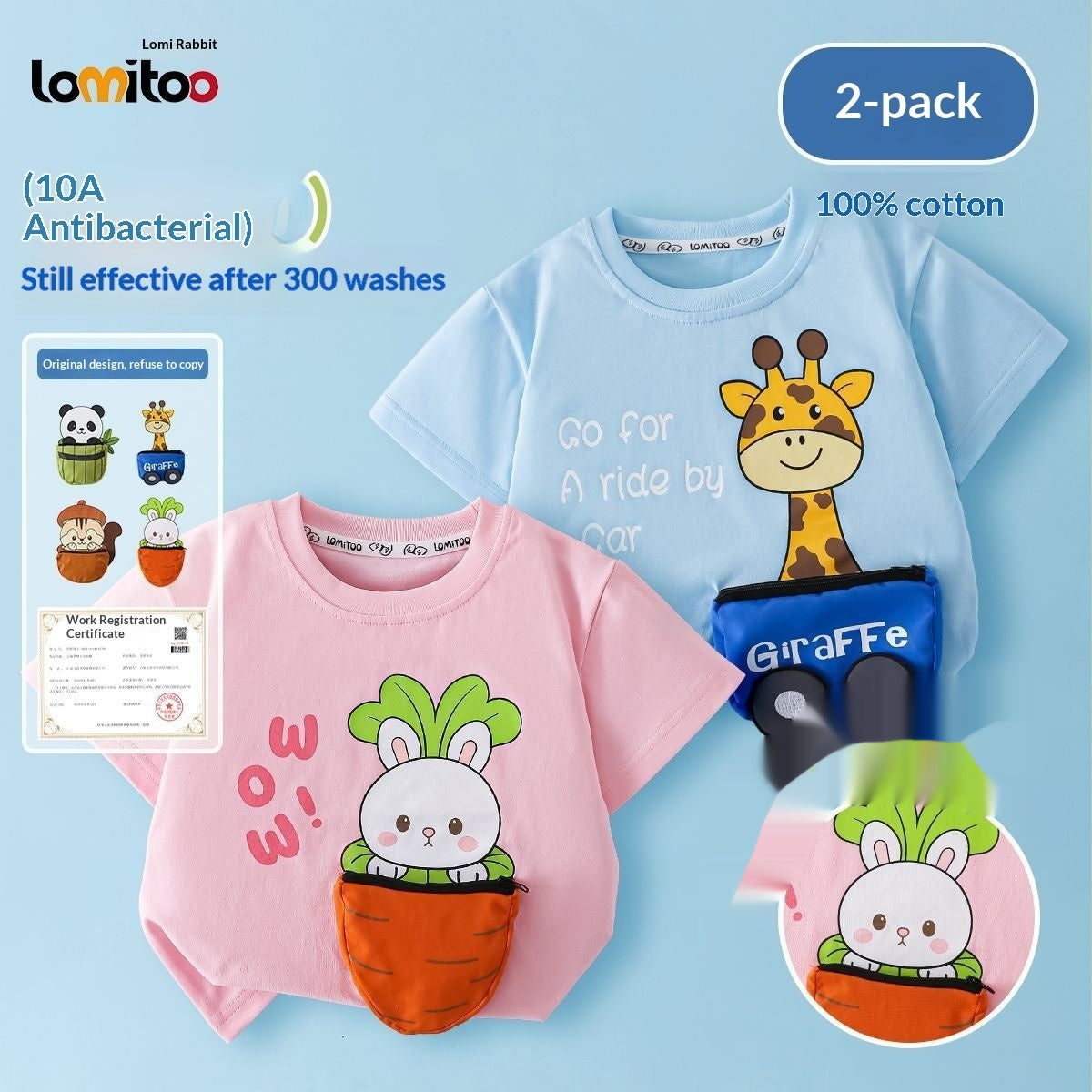 T-shirt en coton à manches courtes décoré en 3D pour garçons