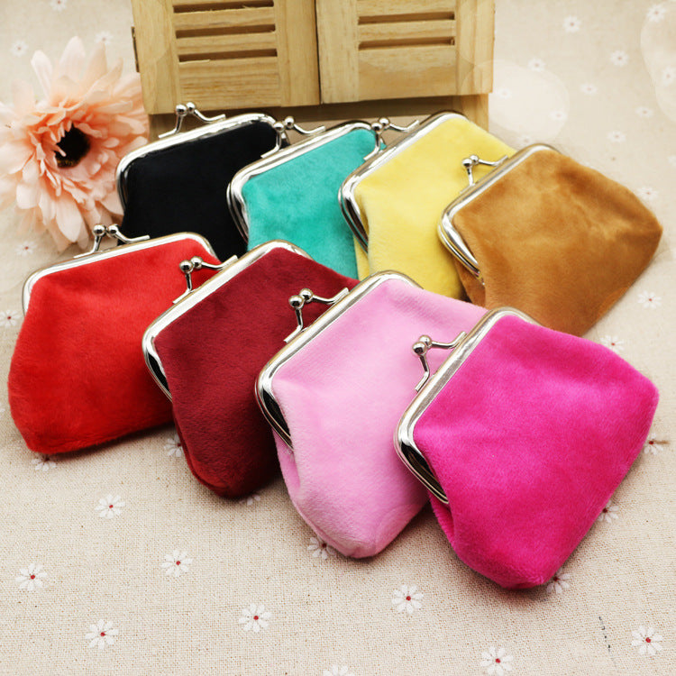 Automne hiver bonbons couleur laine zéro portefeuille étudiant tissu pièce sac enfants sma