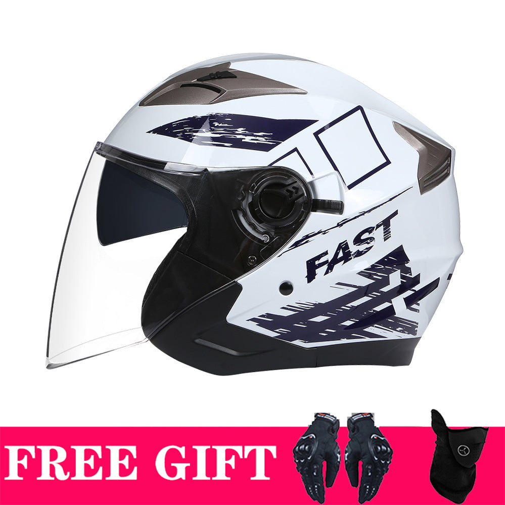Casque de moto Double Lens Retro Casque d'équitation
