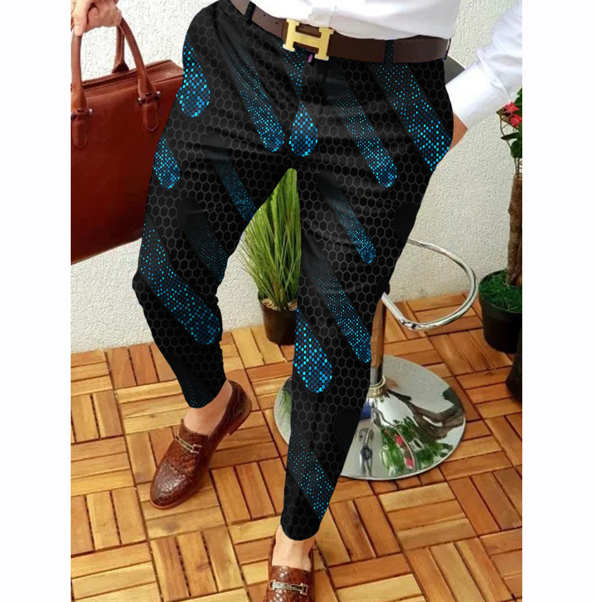 Casual Abstract Contraste Pantalons micro-stretch