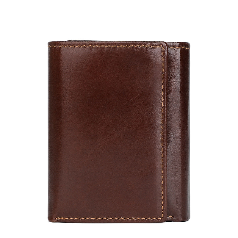 Hommes RFID anti-vol swiping plusieurs fentes de cartes portefeuille en cuir vintage court