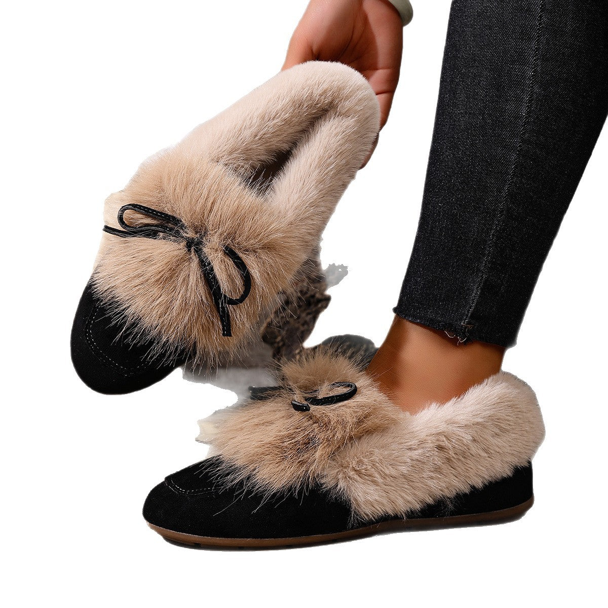 Chaussures de coton ronde avec une Bow pour femmes