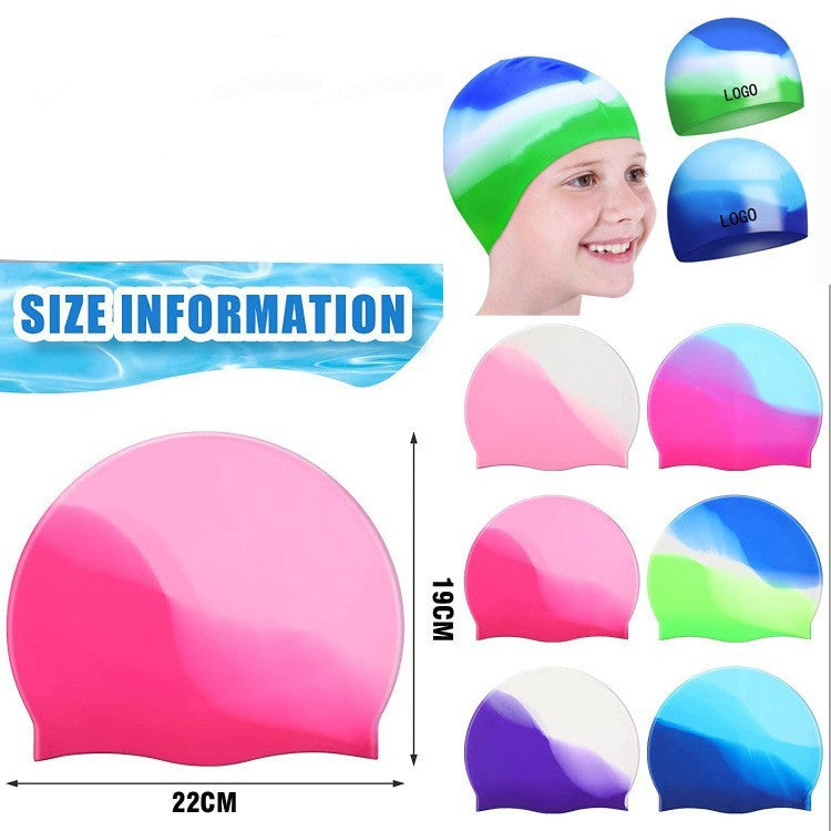 Silicone Cap de natation Gradient Blocage de couleur Imperméable Impression