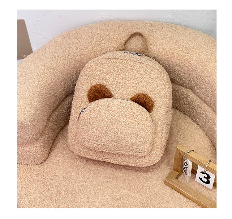 Sac à dos léger en peluche en forme de cœur