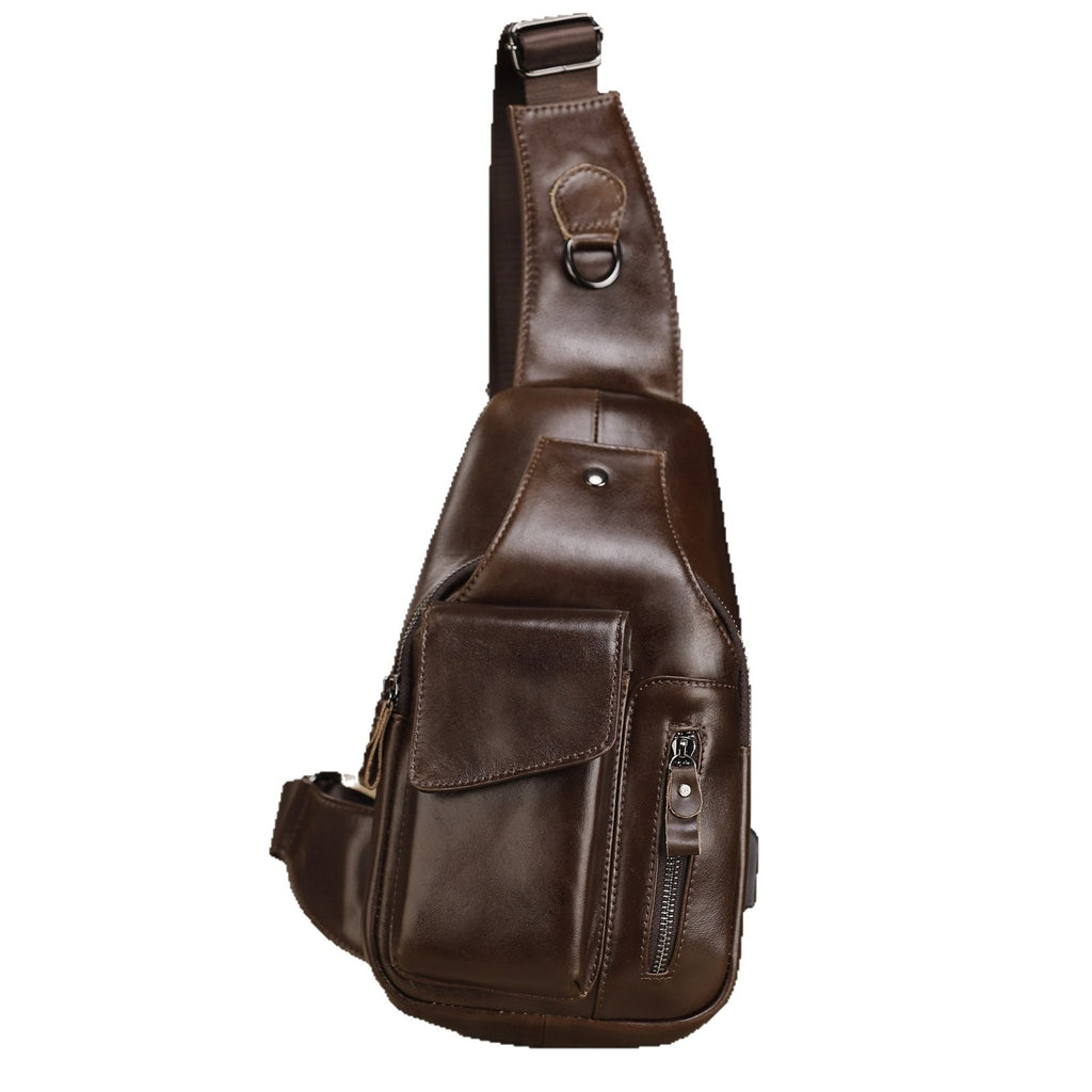 Véritable cuir homme Multifonctionnel Vieux sac de corps