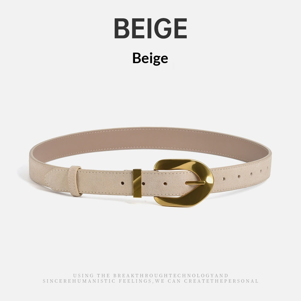 Matte Cowhide Vintage Ladies Boucle d'Or Ceinture