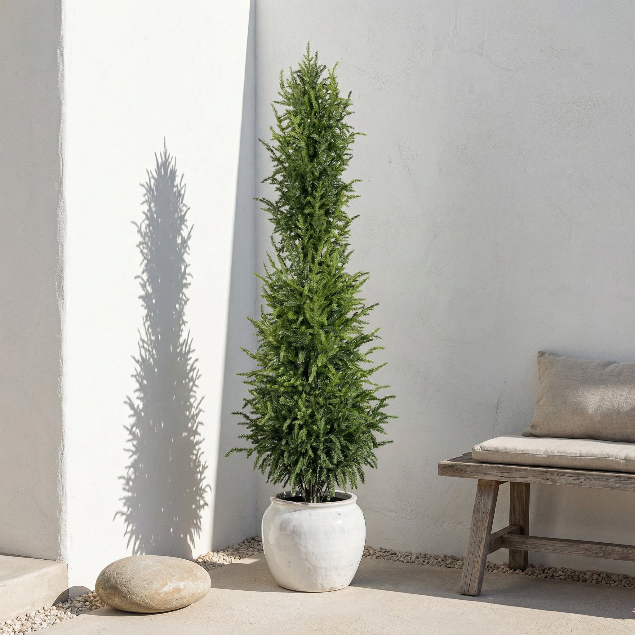 5' Arbre artificiel de pin véritable tactile avec pot en plastique noir