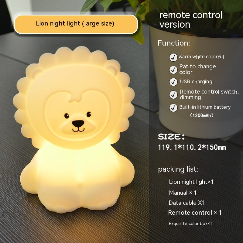 Colorful Une lampe de chambre à coucher changement de couleur Ambiance Lion Silicone Lampe de nuit