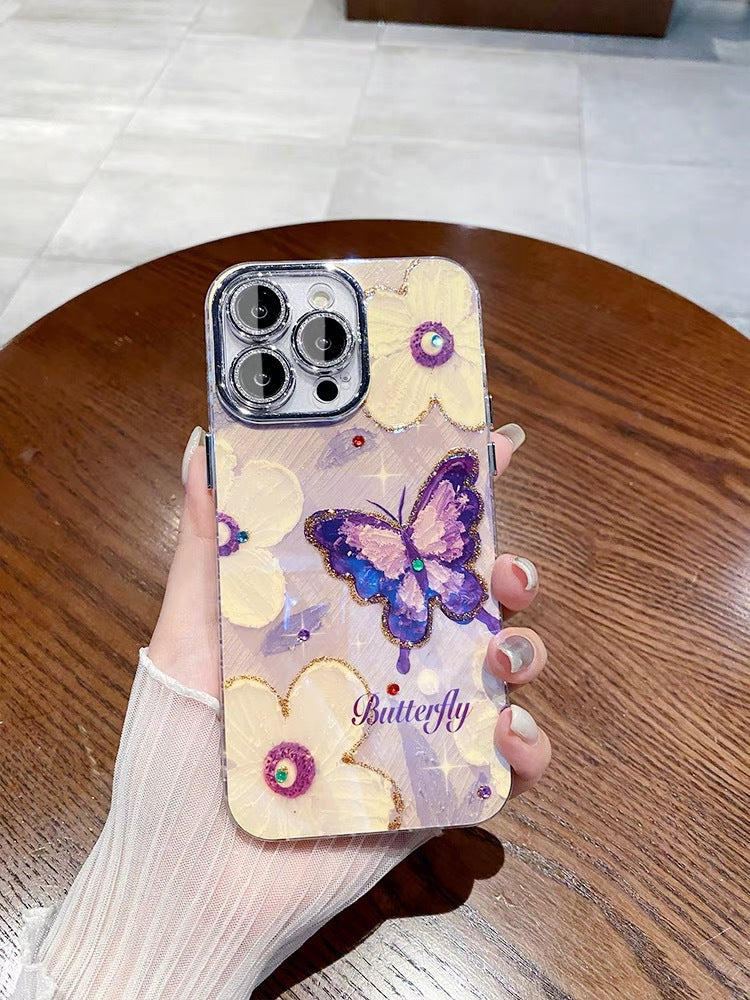 Bleu clair peinture à l'huile Flower Phone Case
