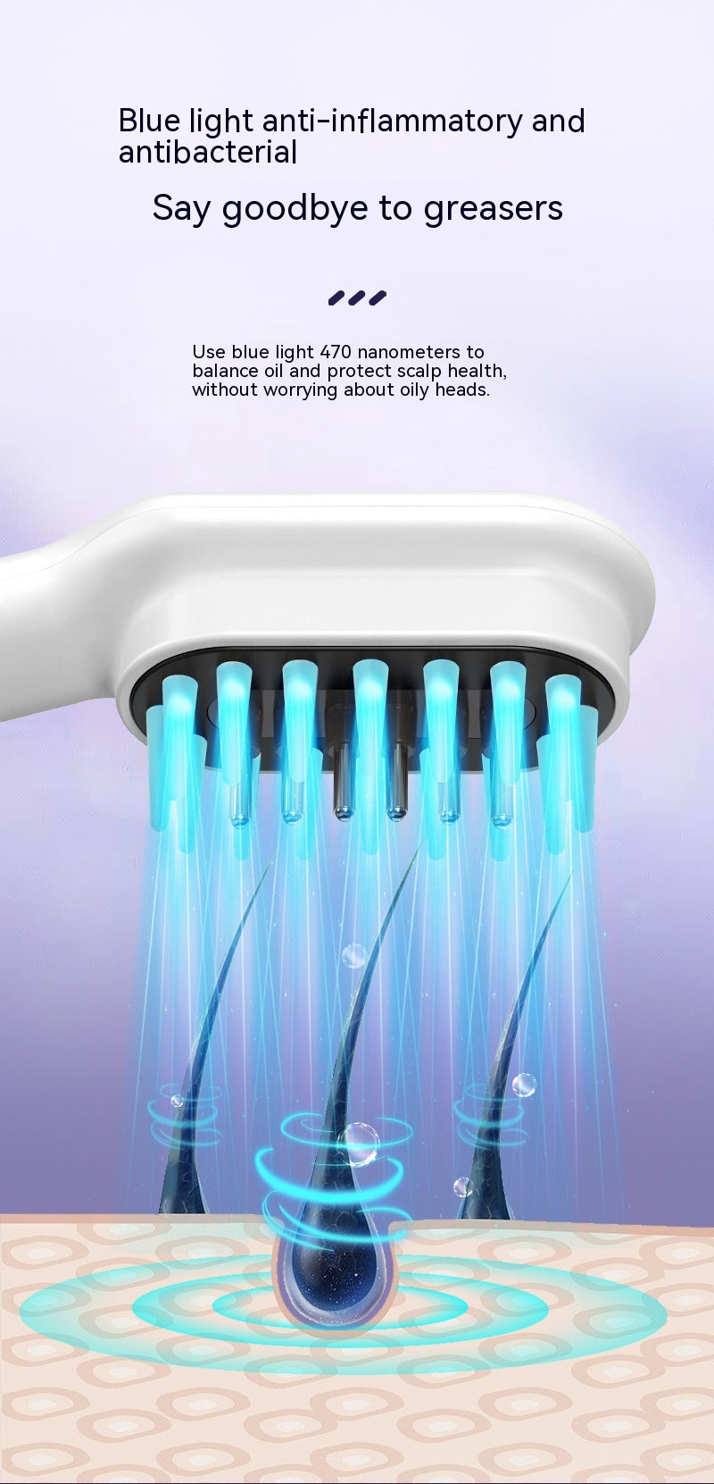 Scalp Medicine Feeder Care Massage Bleu Lumière Rouge Lumière Cheveux Croissance Tonic Import Comb