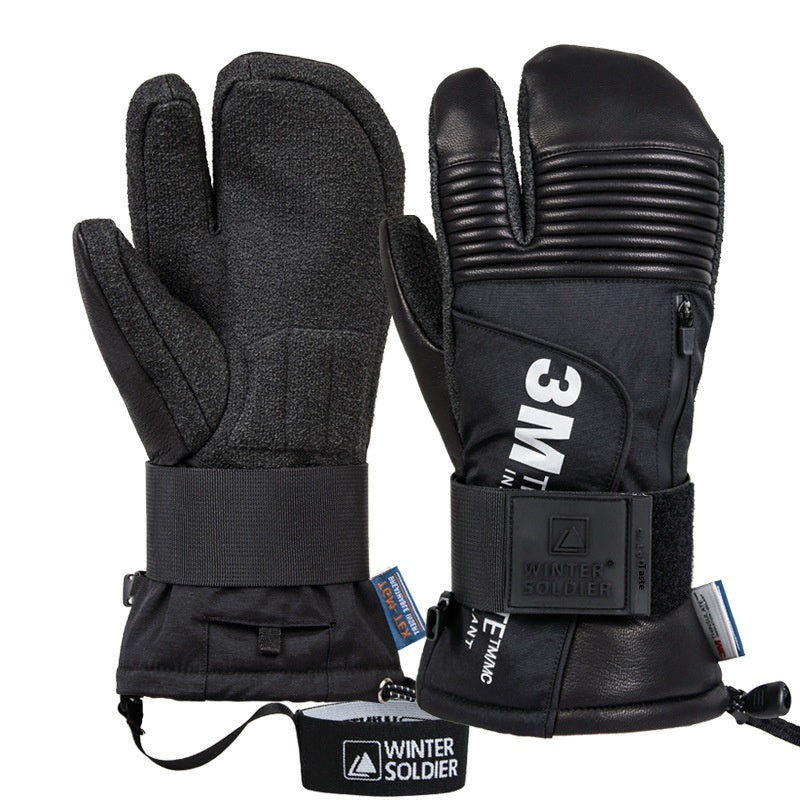 Veneer Silky Kevlar Gants de ski Trois doigts imperméables et résistants Ski Mitten