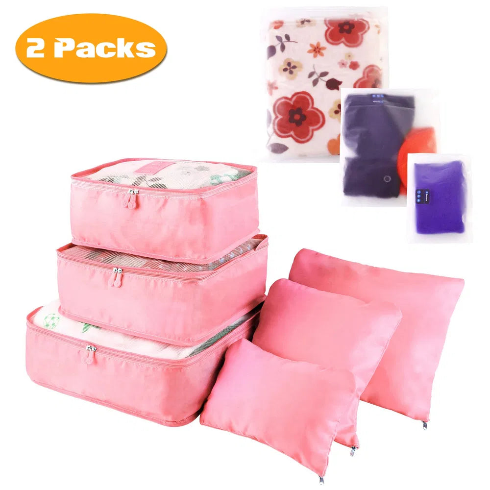 9Pcs Set Sacs de rangement Sacs de voyage résistant à l'eau Organisateur de bagages Vêtements Emballage Cu