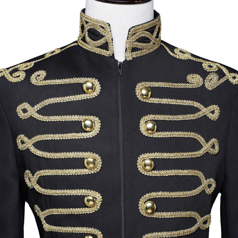 Robe de l'armée de court pour hommes en or noir