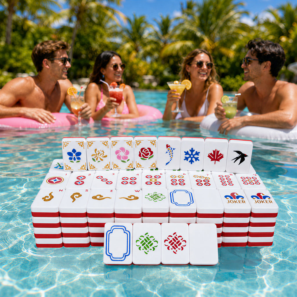 Ensemble de Mahjong américain flottant 160PCS avec boîtier de rangement