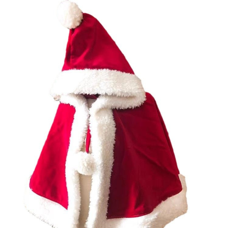 Année Noël Châle Cape Red Burr Velvet Bande Cape Windproof