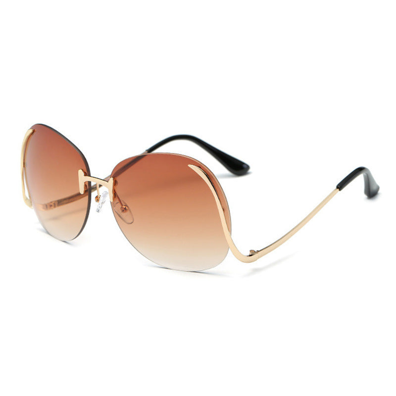 Lunettes de soleil sans cadre à jambe courbée Verres décoratifs