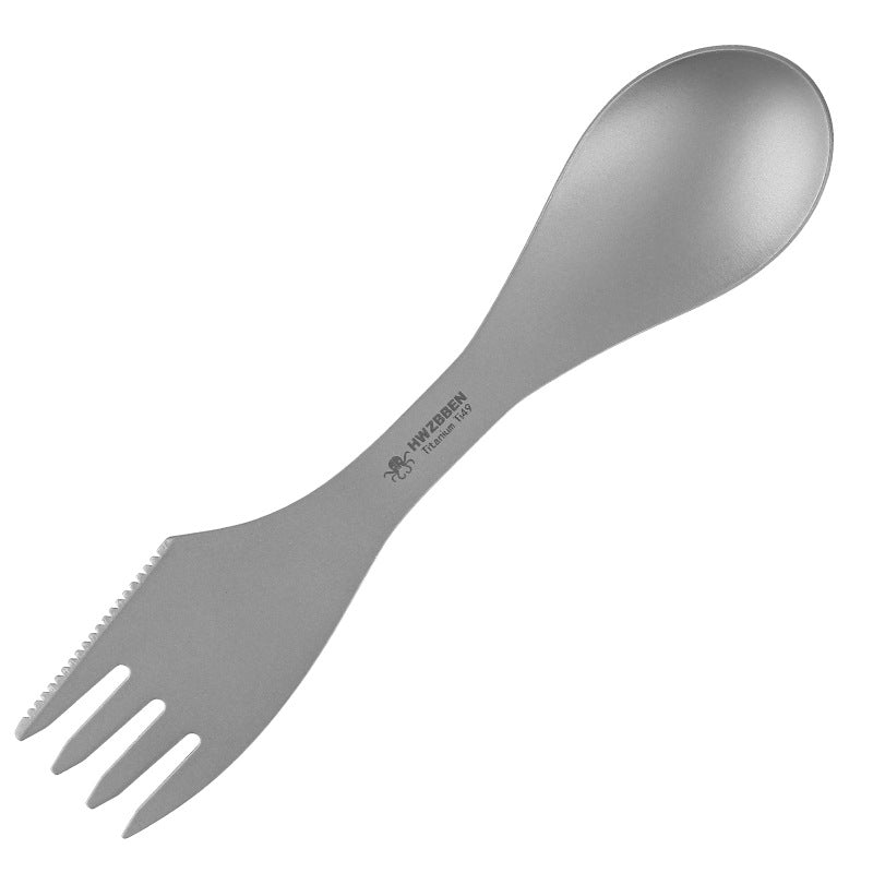Fourche à couteau en titane pur et couverts multifonctionnels à trois en un