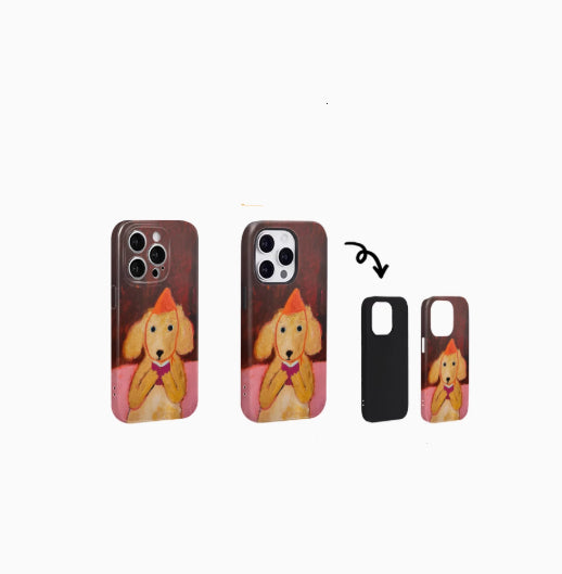 Peinture à l'huile de chien de lecture adapté pour 16 étuis de téléphone