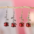 Romantique vintage européen et américain Boucles d'oreilles roses tridimensionnelles