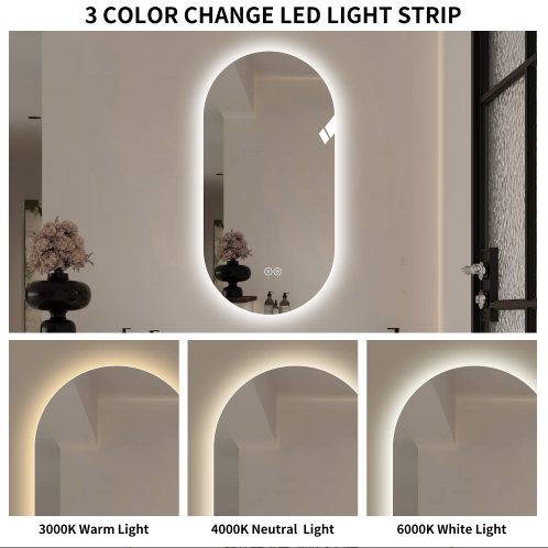 Smart mur de 48x24 pouces écran tactile LED anti-fog miroir salle de bains miroir