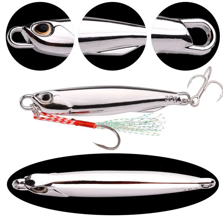 15g Plating Silvery Metal Jig Lure Sea Fishing Bait Fishing Lure Saltwater Bass Tackle