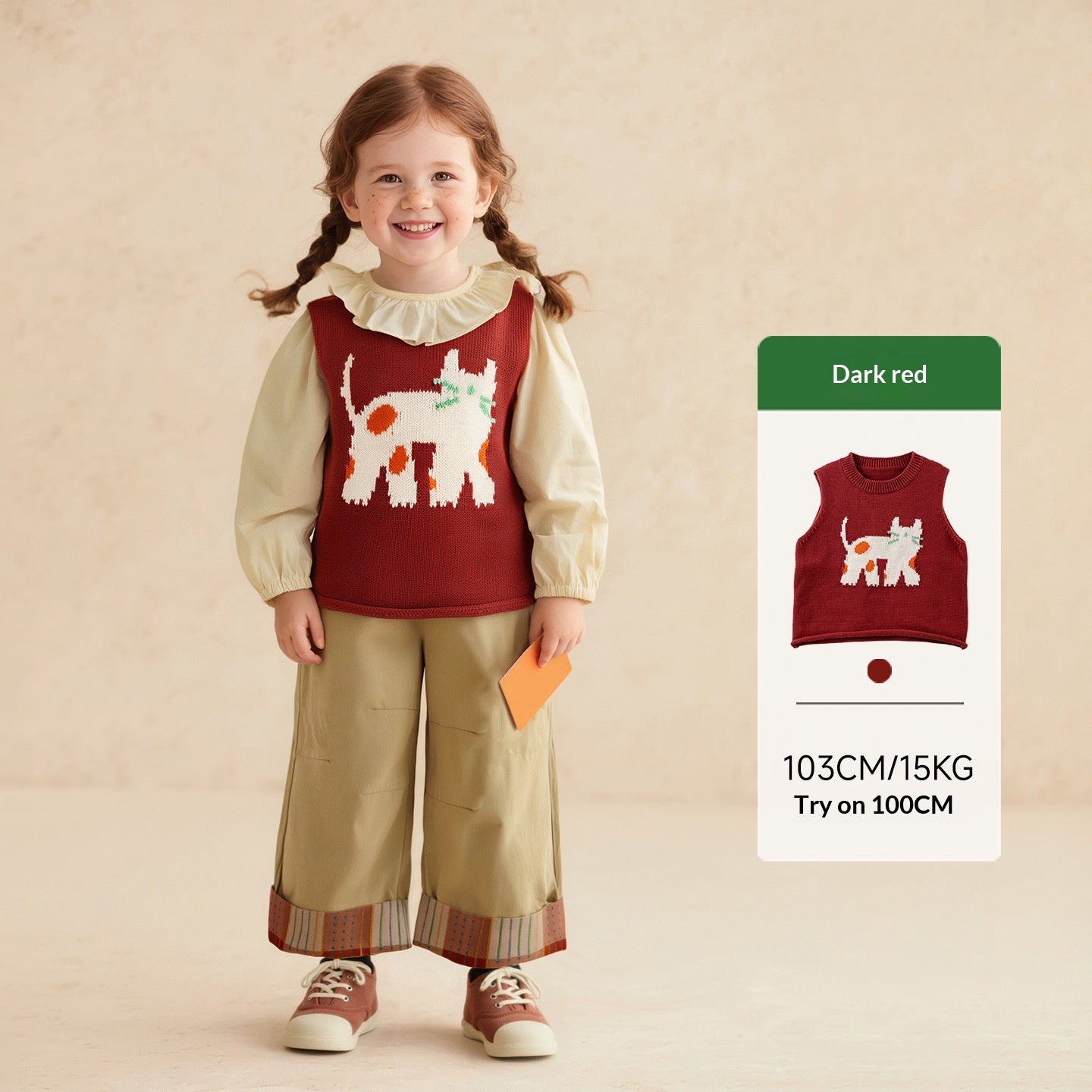 Broderie de dessins animés Veste de taille tricotée souple et polyvalente