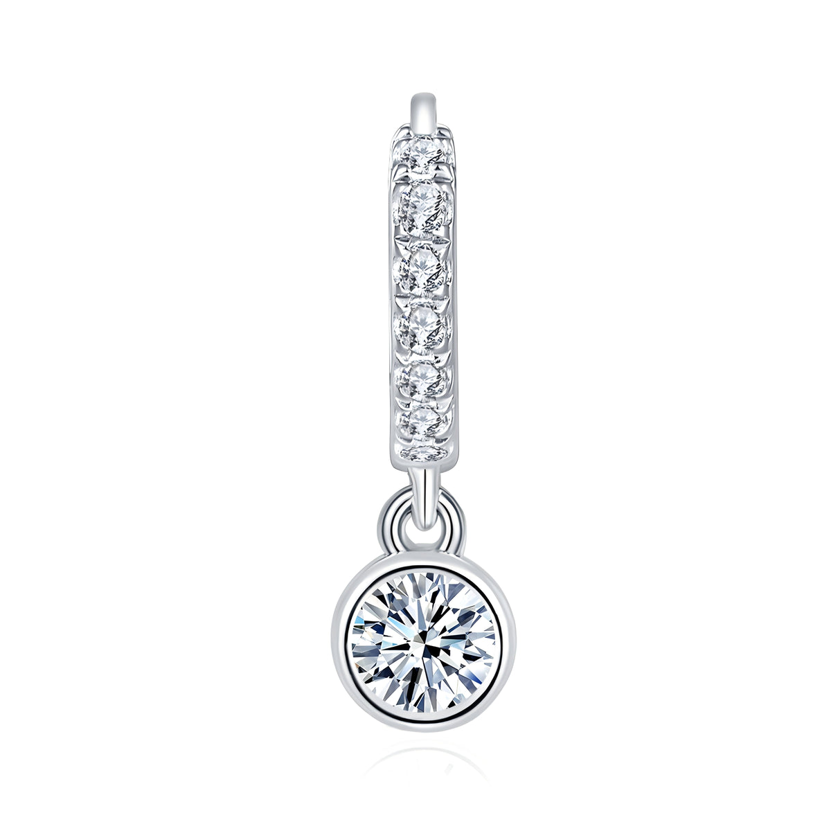 S925 Sterling Silver Moissanite Hoop Earrings with GRA Certificate