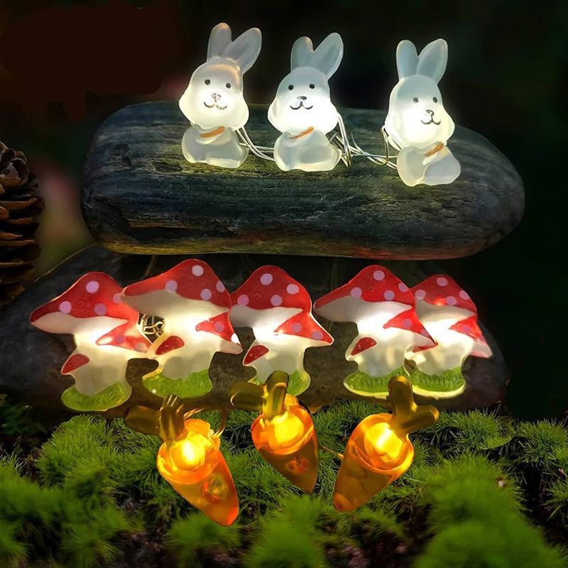 Lapin Carotte Chick et Oeuf de Pâques Lampes de fil de cuivre alimentées par batterie pour la décoration de Pâques