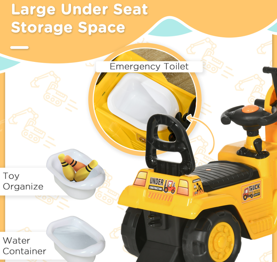 3-en-1 Roulez sur le scooter digger d'excavateur et le chariot de traction