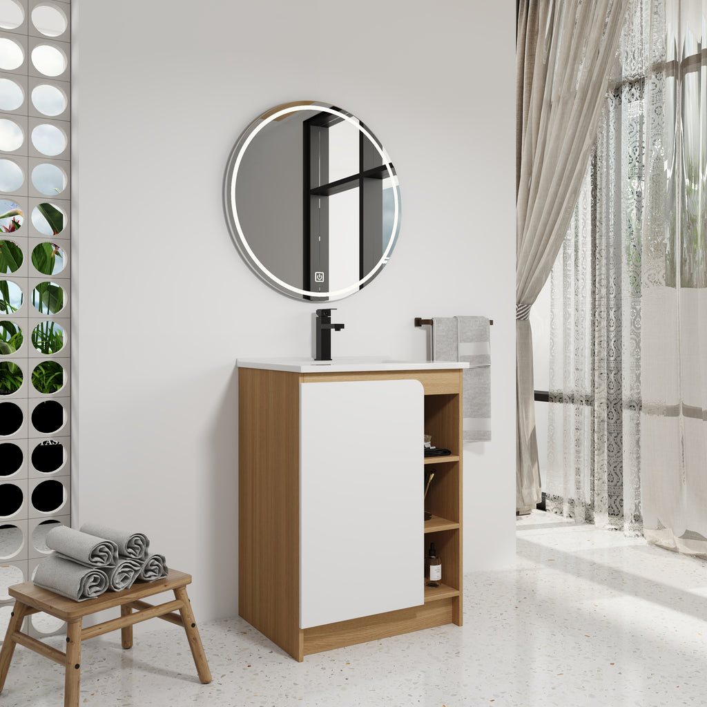 Vanité de salle de bain autonome de 24" avec évier en céramique mince