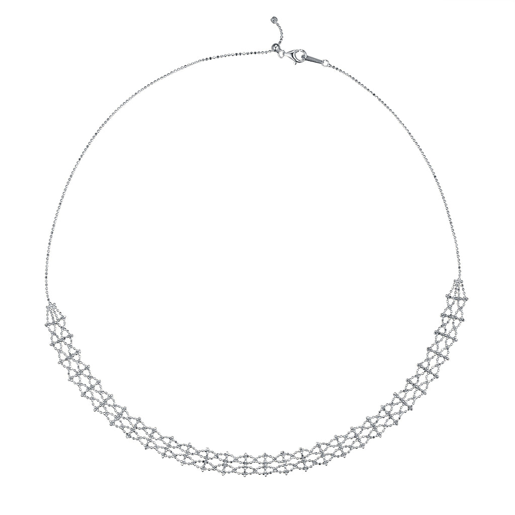 S925 Dentelle en Argent Sterling Collier de tissage 45cm réglable 4.4g 9,4mm Platine Gold Rose Gol