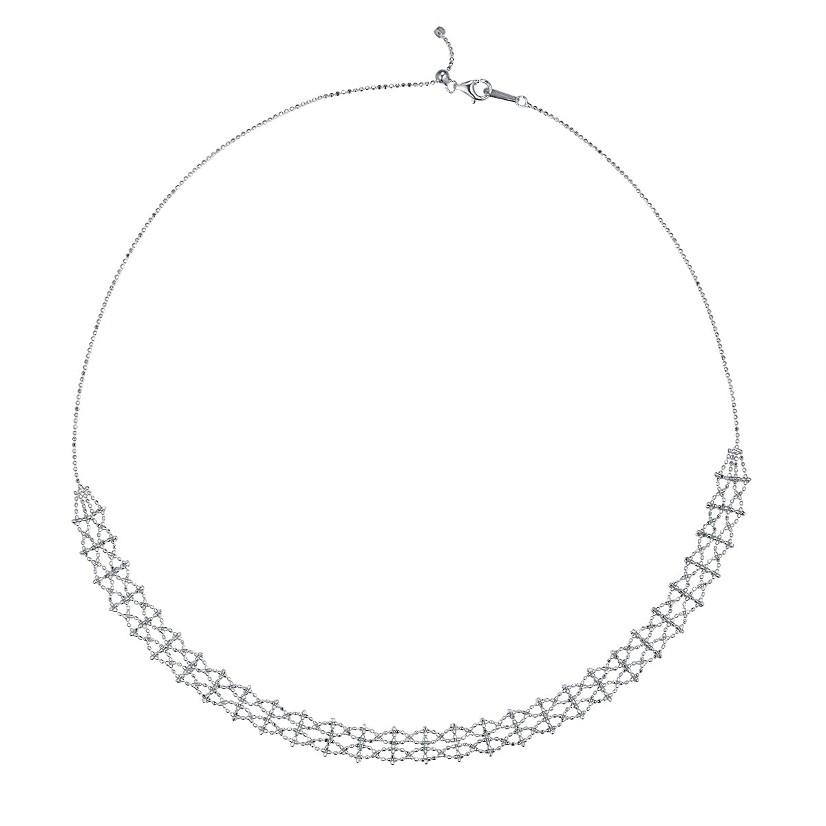S925 Dentelle en Argent Sterling Collier de tissage 45cm réglable 4.4g 9,4mm Platine Gold Rose Gol