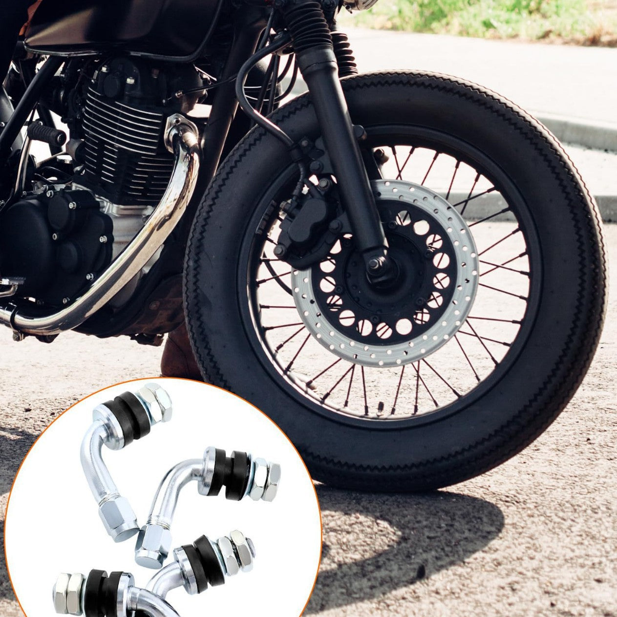 Conversion des pneus sous vide pour les motos utilisant des tiges de soupape de voiture