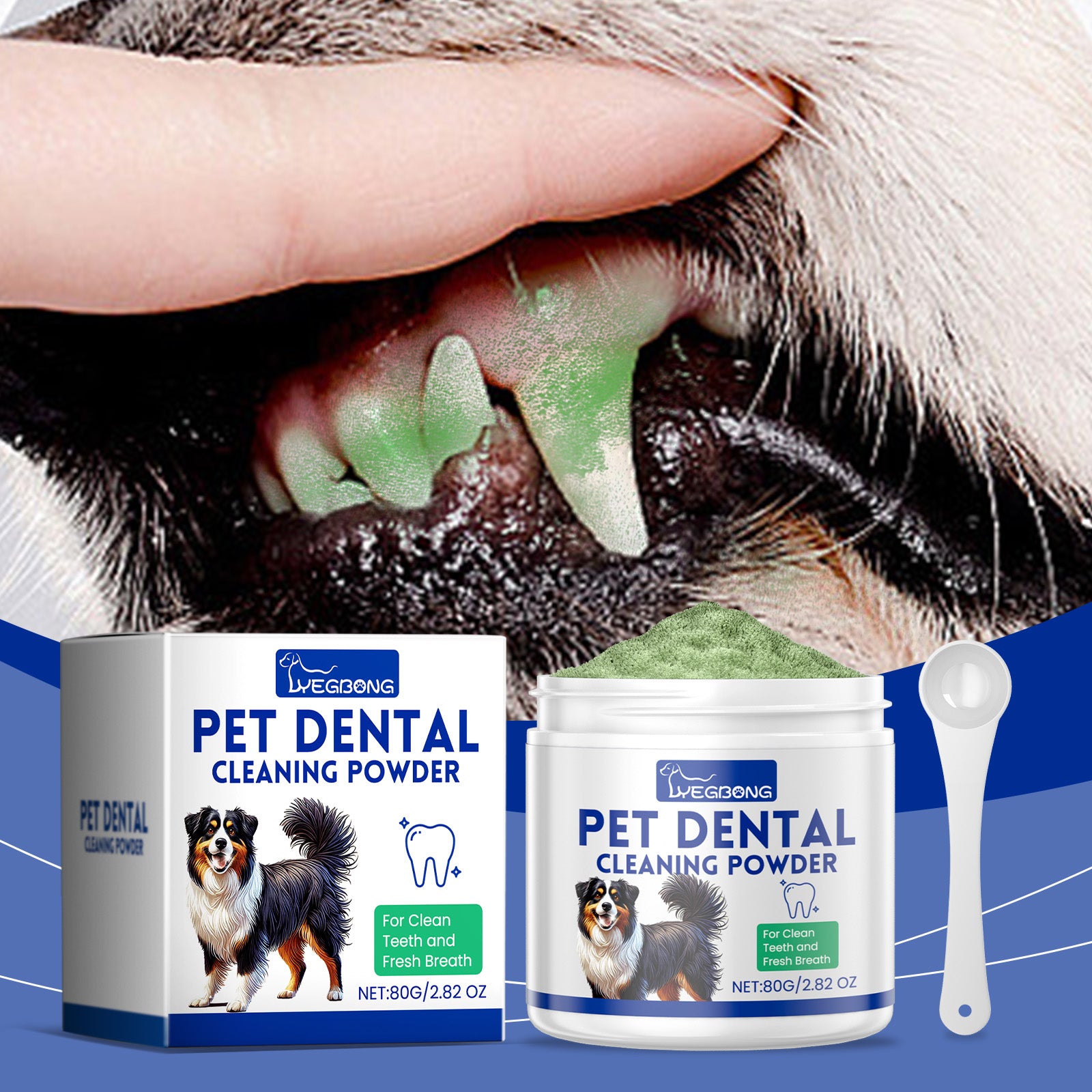 Poudre de nettoyage de dents de chien