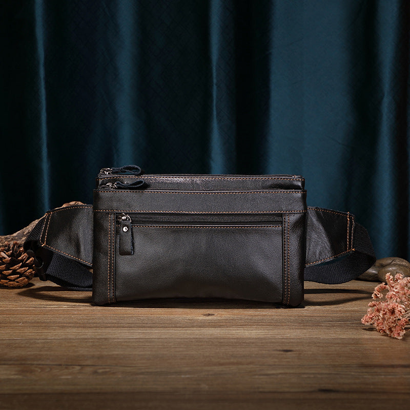 Travail de plein air pour hommes Premier couche Cowhide Grande capacité Waterproof Waist Bag