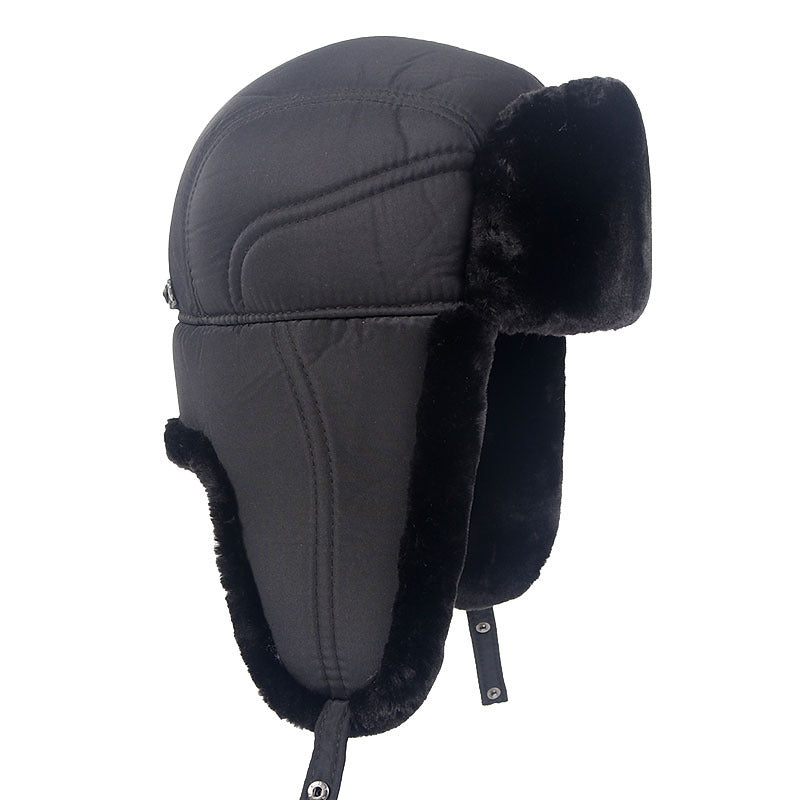 Plus Velvet épais chaud et coupe-vent Lei Feng Hat protection oreille noire