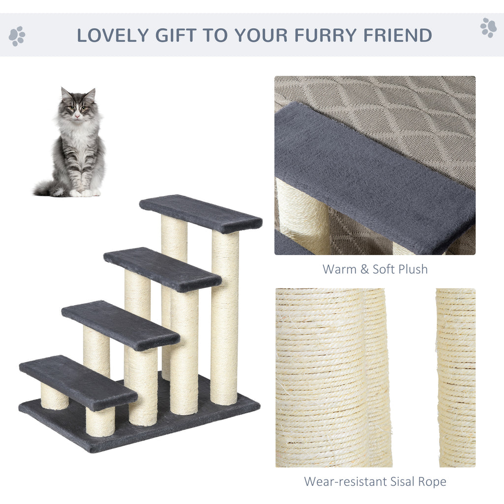 Arbre de chat avec 4 étapes pour les lits hauts avec poste de scratching sisal