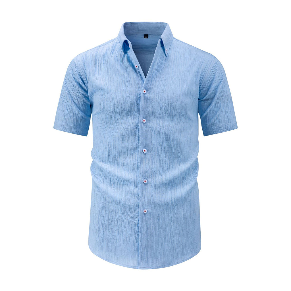 Jiachuan Été Chemise Homme à manches courtes avec Texture de vague
