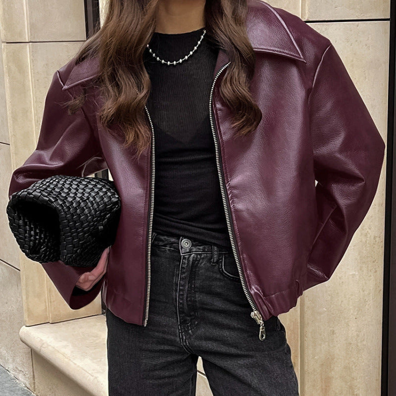 Elegant soft leather jacket for women