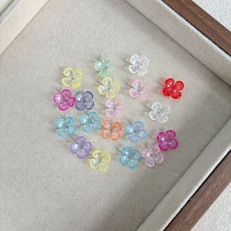 Perles de fleurs acryliques 4-Petal avec fines paillettes
