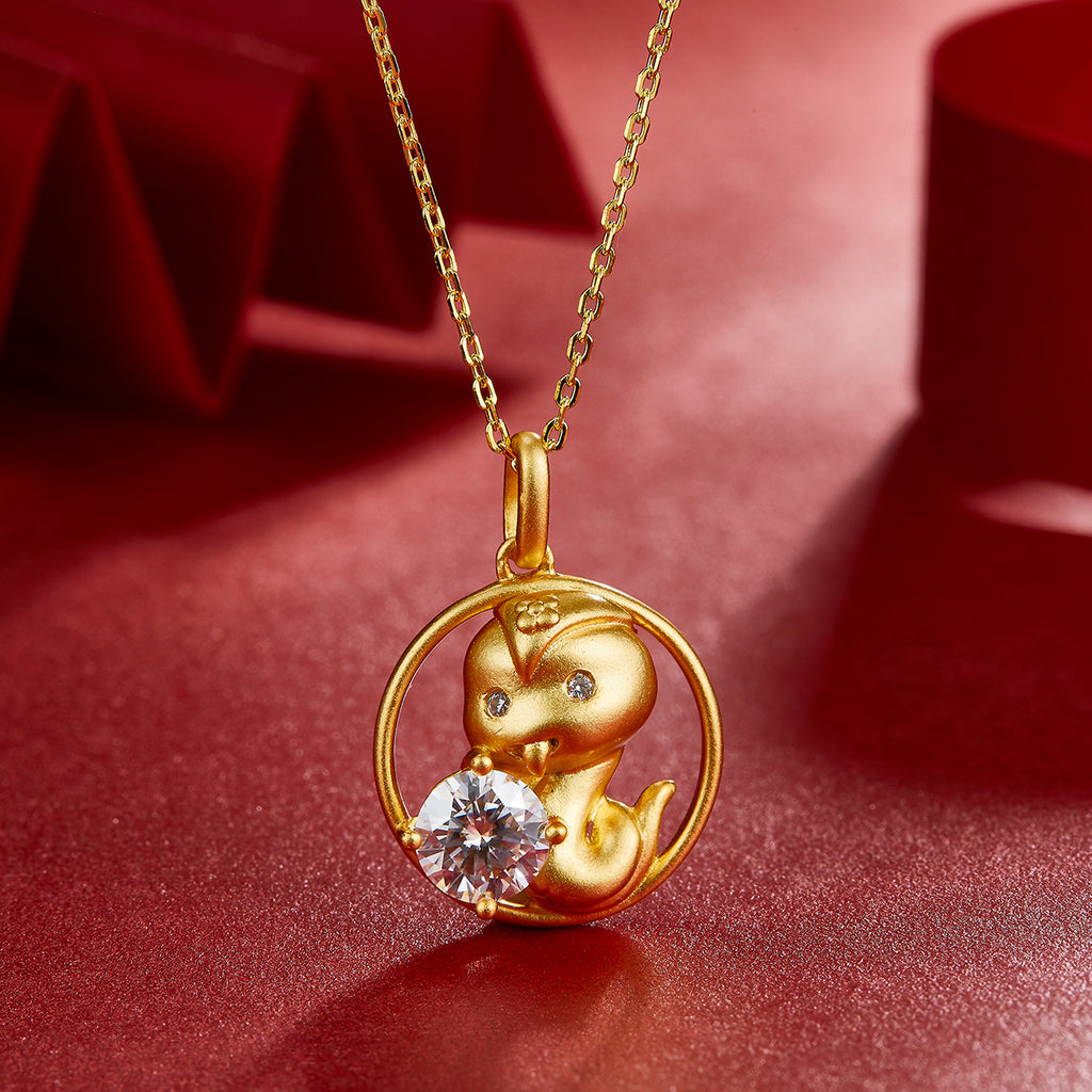 S925 Argent Sterling plaqué or 1ct D Couleur VVS1 Moissanite Collier de serpent 5.4g Chinois Z