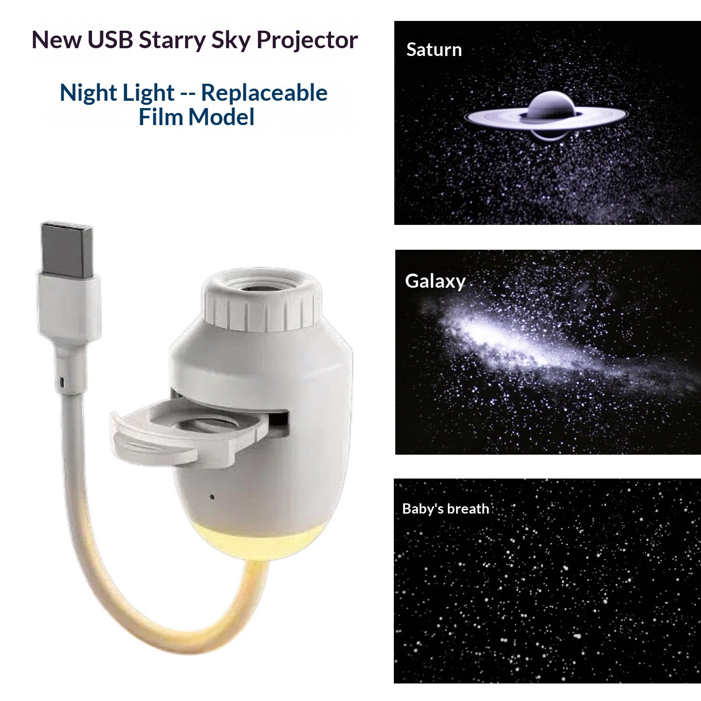 Lampe de projection USB Starry Sky montée sur voiture