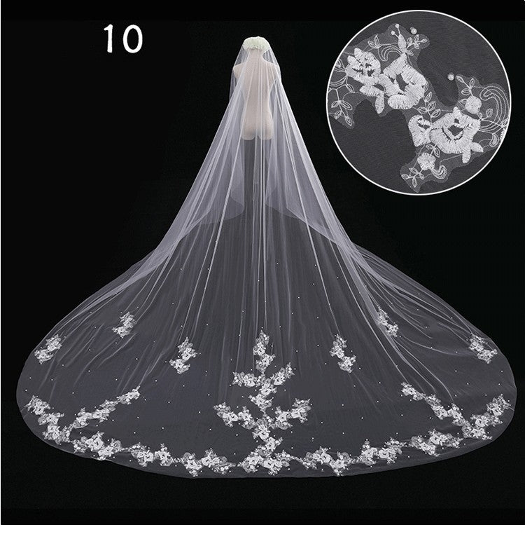 Robe de mariée Long Tail Luxury Super Fée Veil de mariage