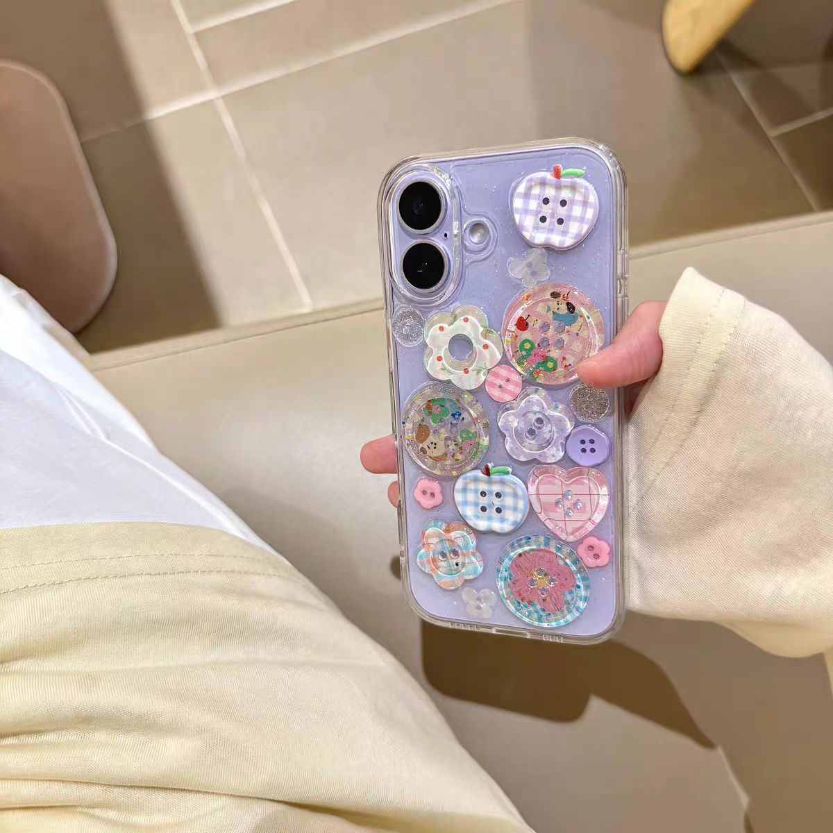 Étui 3D Epoxy Flower Bouton Téléphone