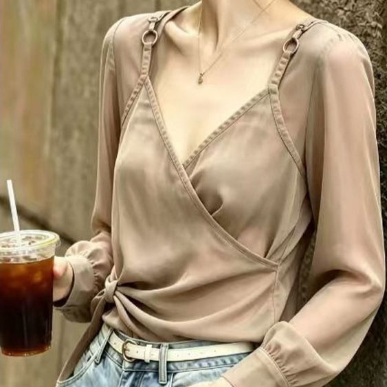 Top Femme de taille supérieure dans l'abricot Premium avec bagues en métal
