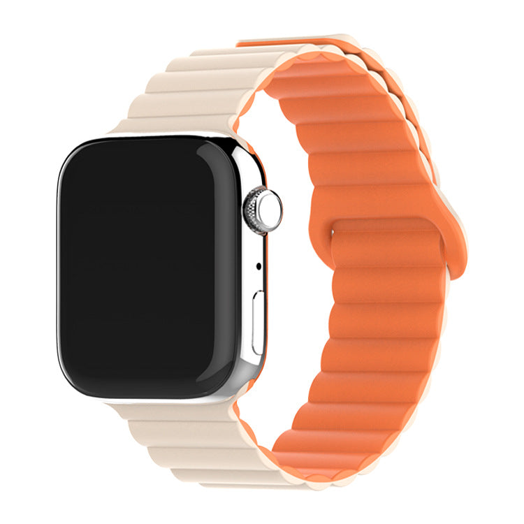 Bracelet de montre à boucle magnétique en silicone bicolore