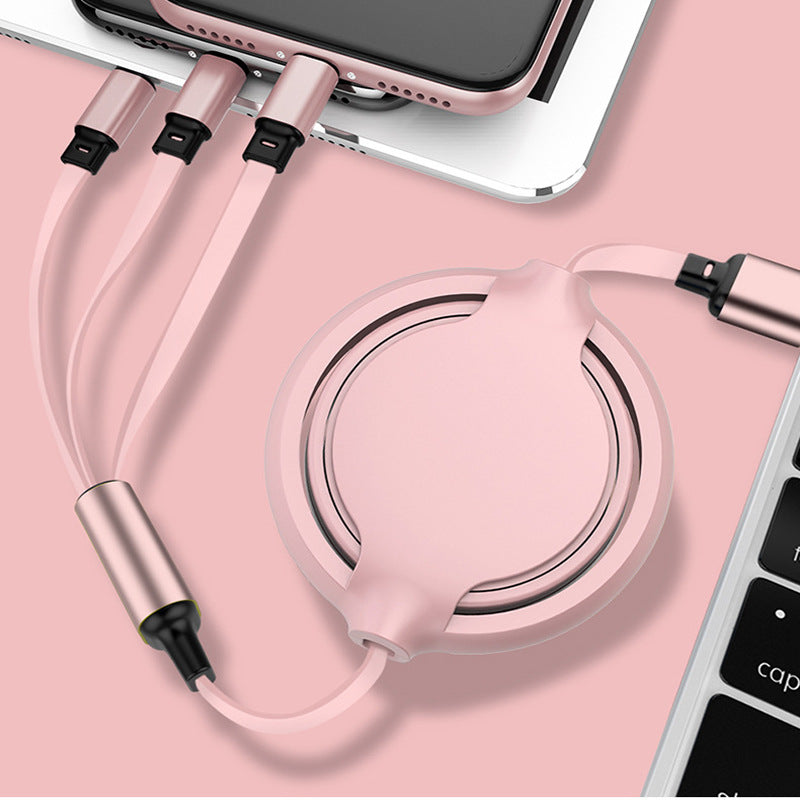 Câble de recharge rapide pour téléphone portable 3-en-un en silicone liquide multifonction