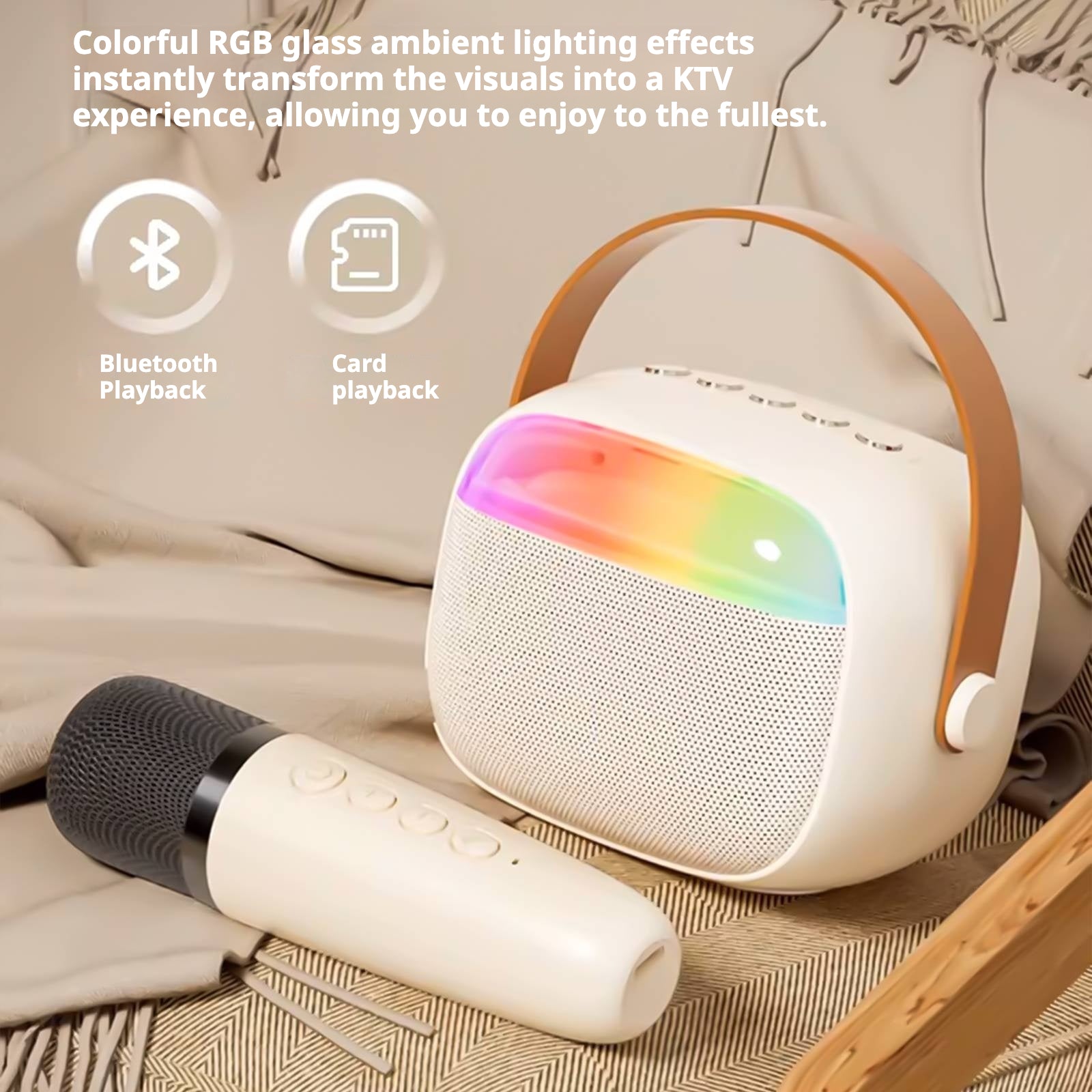 KP-K08 Haut-parleur Bluetooth Karaoke En stock Caractéristiques RGB Éclairage ambiant Longue durée de vie de la batterie